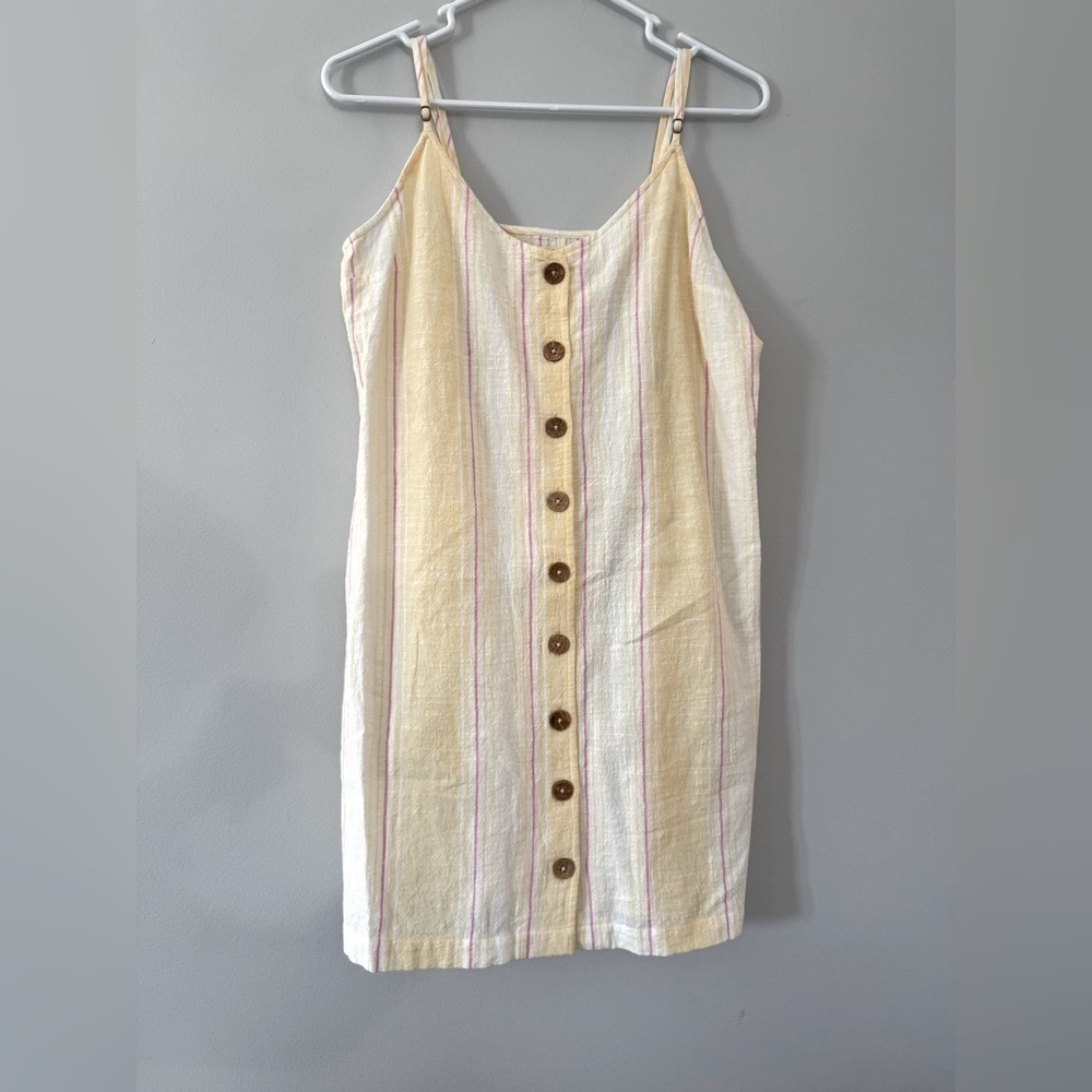 NWT RIP Curl Stripe Surf Dress Tank Dress Yellow Pink White Sundress Size M